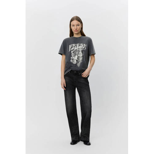 Sofie Schnoor high waist wide leg jeans zwart met glitter afbeelding