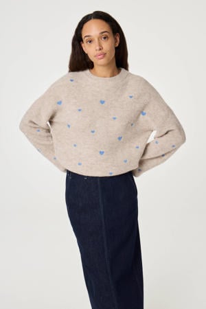 pullover trui beige fijn gebreid