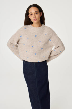 pullover trui beige fijn gebreid
