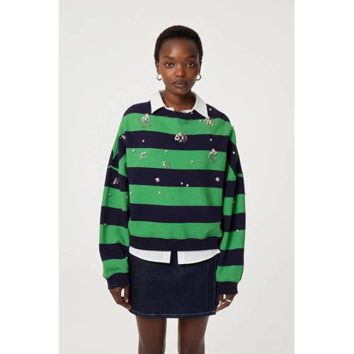 Fabienne Chapot sweater groen met parels afbeelding