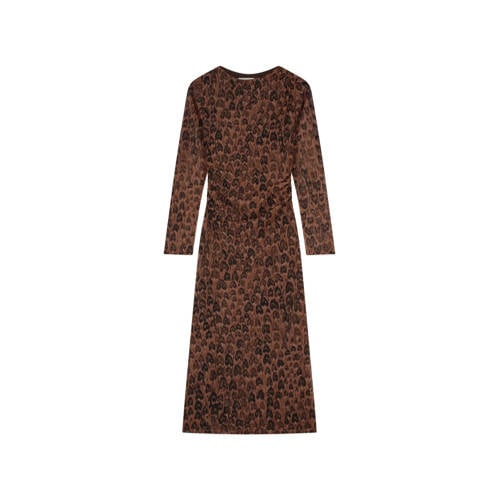 Fabienne Chapot mesh midi jurk met panterprint bruin afbeelding
