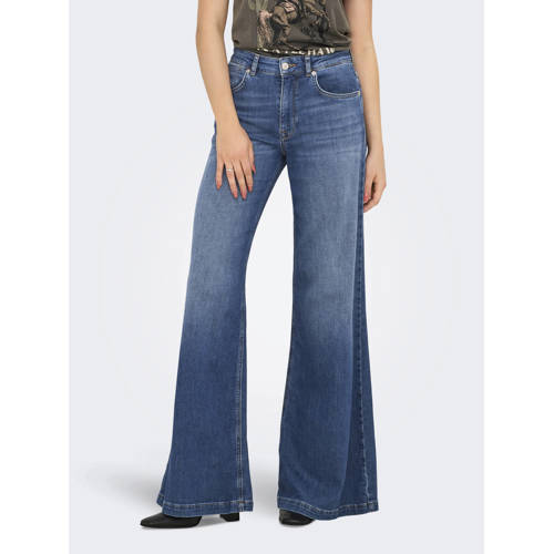 ONLY wide leg jeans medium blue denim afbeelding