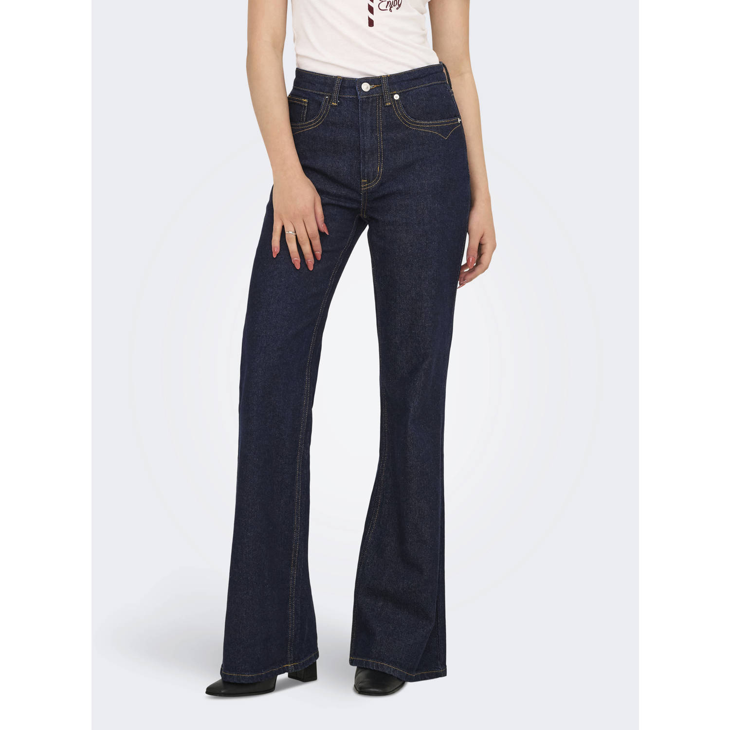 ONLY high waist flared jeans dark blue denim