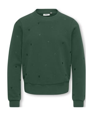 sweater met hartjes donkergroen