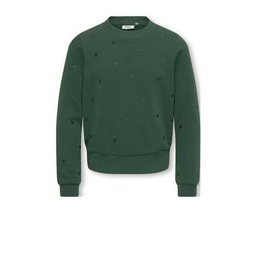 KIDS ONLY GIRL sweater met hartjes donkergroen afbeelding