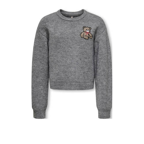 KIDS ONLY GIRL trui met backprint grijs melange gebreid afbeelding