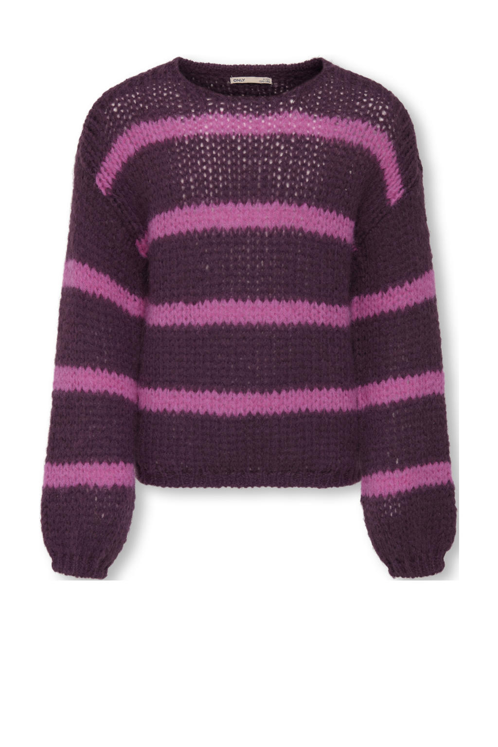 Paars en roze meisjes KIDS ONLY GIRL gestreepte trui grof gebreid van polyester met lange mouwen
