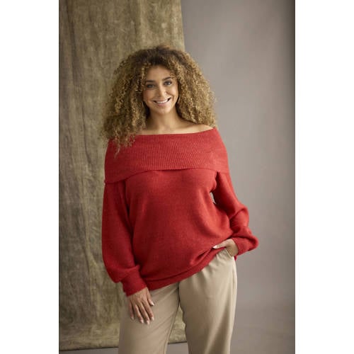 Zhenzi off shoulder trui rood afbeelding
