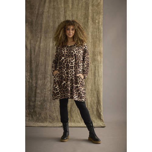 Zhenzi tuniek met panterprint beige afbeelding