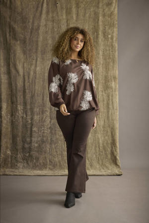 flared regular waist flared broek bruin