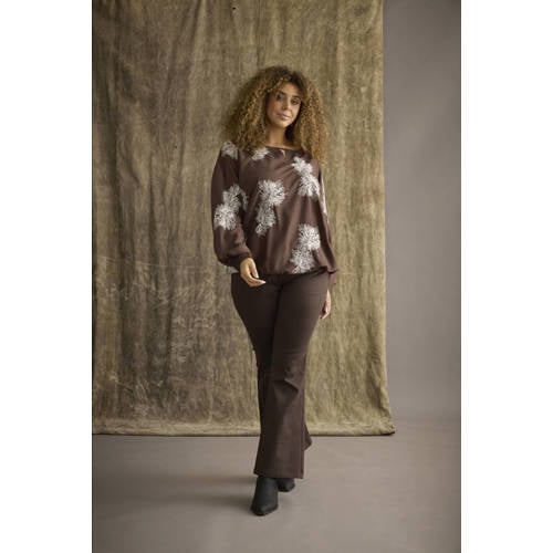 Zhenzi flared regular waist flared broek bruin afbeelding