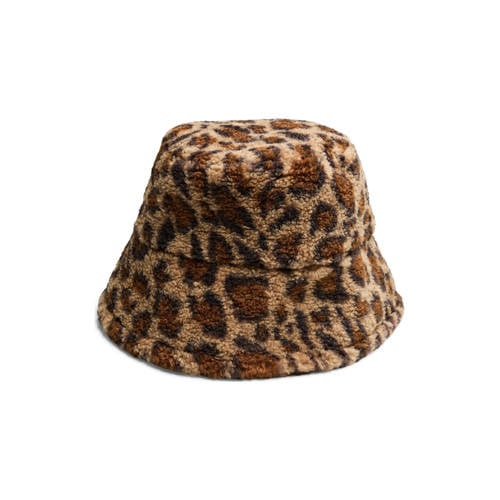 PIECES teddy bucket hat PCNETTY met panterprint bruin afbeelding