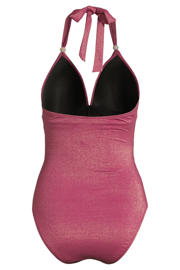 thumbnail: BEACHWAVE corrigerend halter badpak met lurex roze