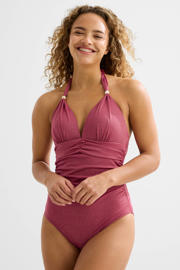 thumbnail: BEACHWAVE corrigerend halter badpak met lurex roze