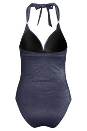 thumbnail: BEACHWAVE corrigerend halter badpak met lurex donkerblauw