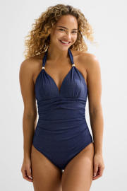 thumbnail: BEACHWAVE corrigerend halter badpak met lurex donkerblauw