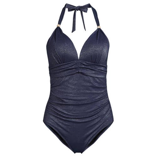BEACHWAVE corrigerend halter badpak met lurex donkerblauw afbeelding