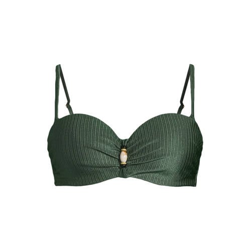 BEACHWAVE voorgevormde strapless bandeau bikinitop met textuur groen afbeelding