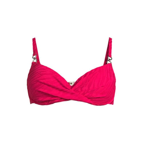 BEACHWAVE voorgevormde beugel bikinitop met textuur fuchsia afbeelding