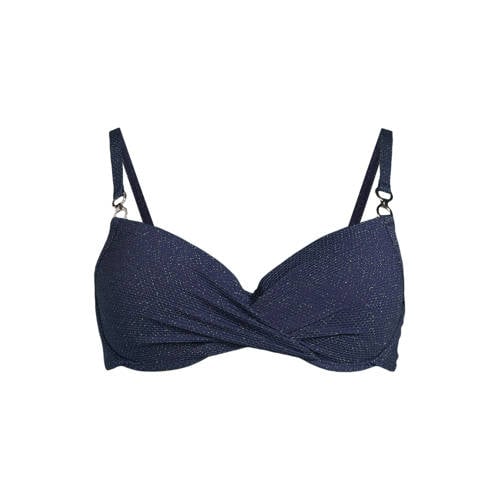 BEACHWAVE voorgevormde beugel bikinitop met lurex en textuur donkerblauw afbeelding