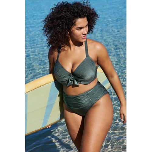 BEACHWAVE Curve voorgevormde beugel bikinitop met textuur groen afbeelding