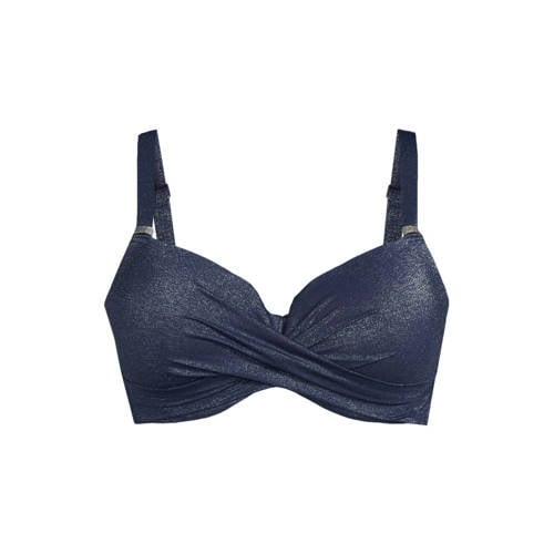 BEACHWAVE Curve voorgevormde beugel bikinitop met lurex donkerblauw afbeelding