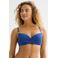 BEACHWAVE seersucker voorgevormde beugel bikinitop met lurex blauw