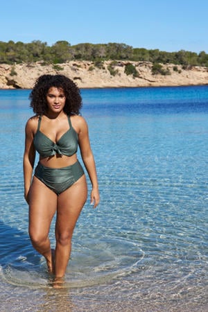 high waist bikinibroekje met textuur groen