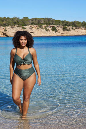 high waist bikinibroekje met textuur groen