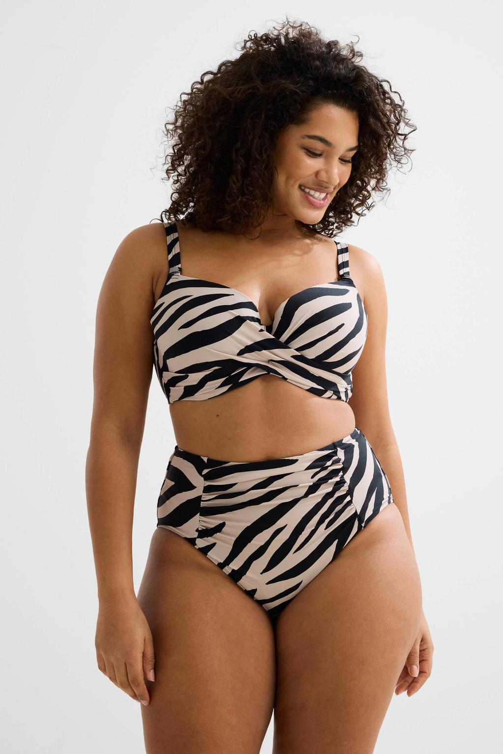 BEACHWAVE Curve voorgevormde beugel bikinitop taupe/zwart