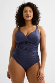 thumbnail: BEACHWAVE Curve corrigerend badpak met lurex donkerblauw