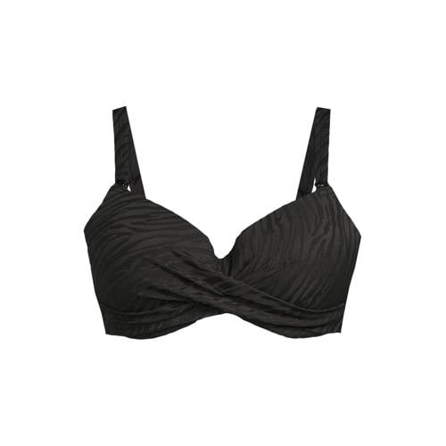 BEACHWAVE Curve voorgevormde beugel bikinitop met textuur zwart afbeelding
