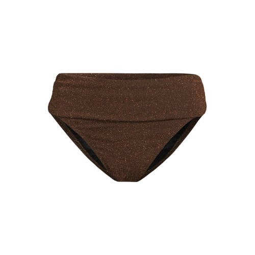 BEACHWAVE seersucker omslag bikinibroekje met lurex donkerbruin afbeelding