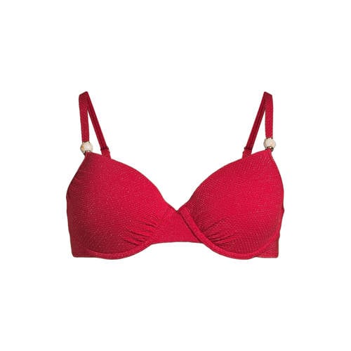 BEACHWAVE voorgevormde beugel bikinitop met lurex en textuur rood afbeelding