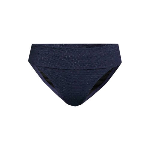 BEACHWAVE omslag bikinibroekje met lurex en textuur donkerblauw afbeelding