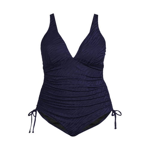 BEACHWAVE Curve corrigerend badpak met textuur donkerblauw afbeelding