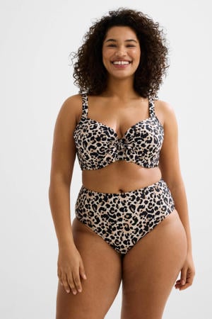 high waist bikinibroekje beige/zwart