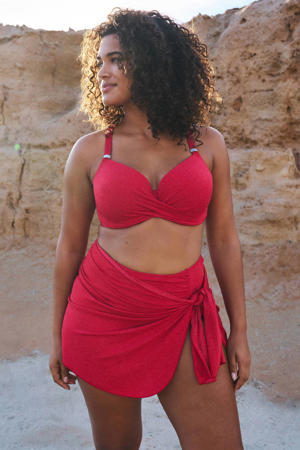 pareo met lurex en textuur rood