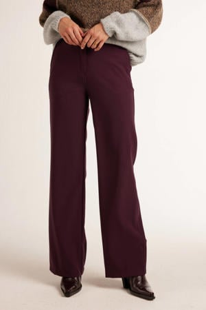 straight high waist pantalon donkerrood