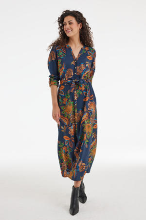 midi jurk donkerblauw