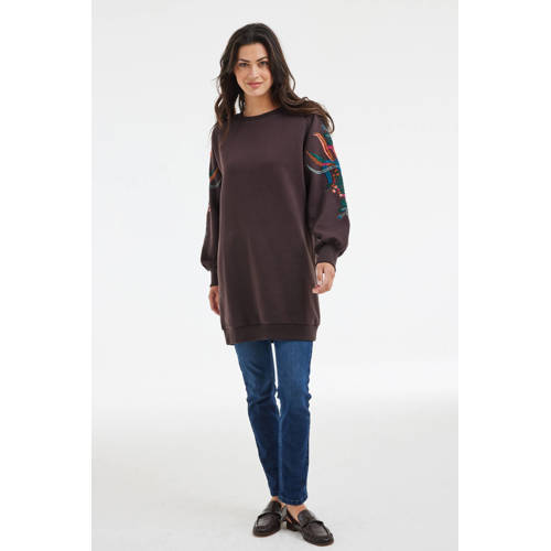Didi gebloemde sweater donkerbruin afbeelding