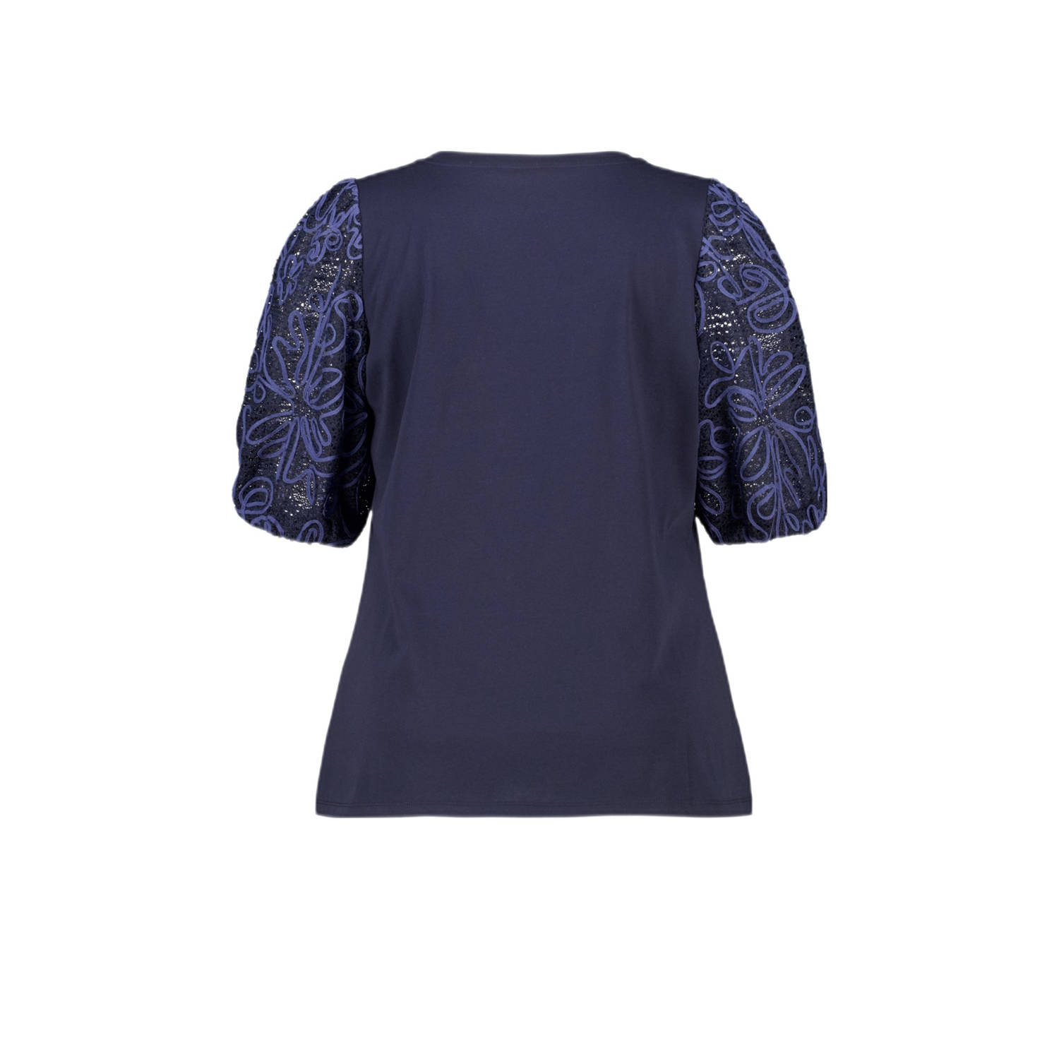 MS Mode top donkerblauw broderie