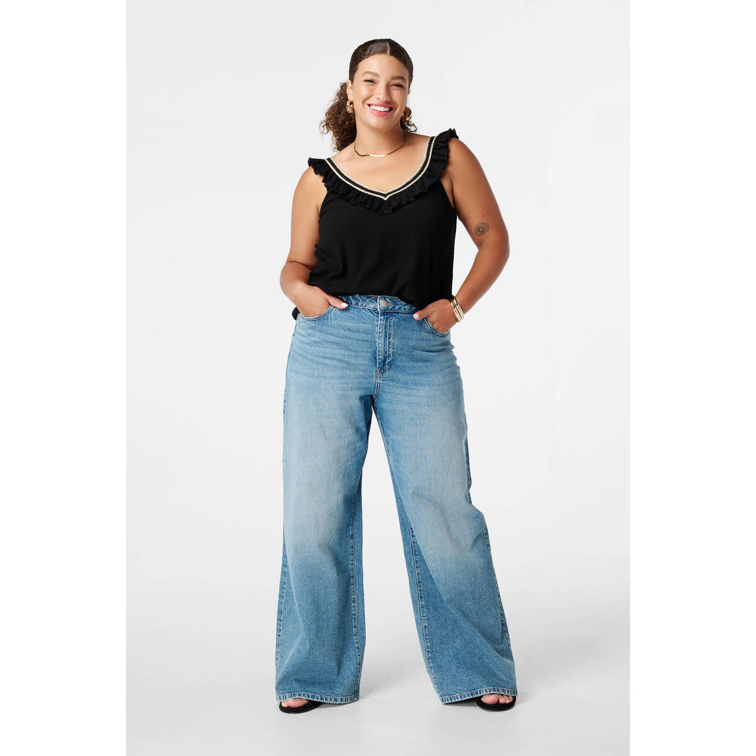MS Mode mouwloze top zwart
