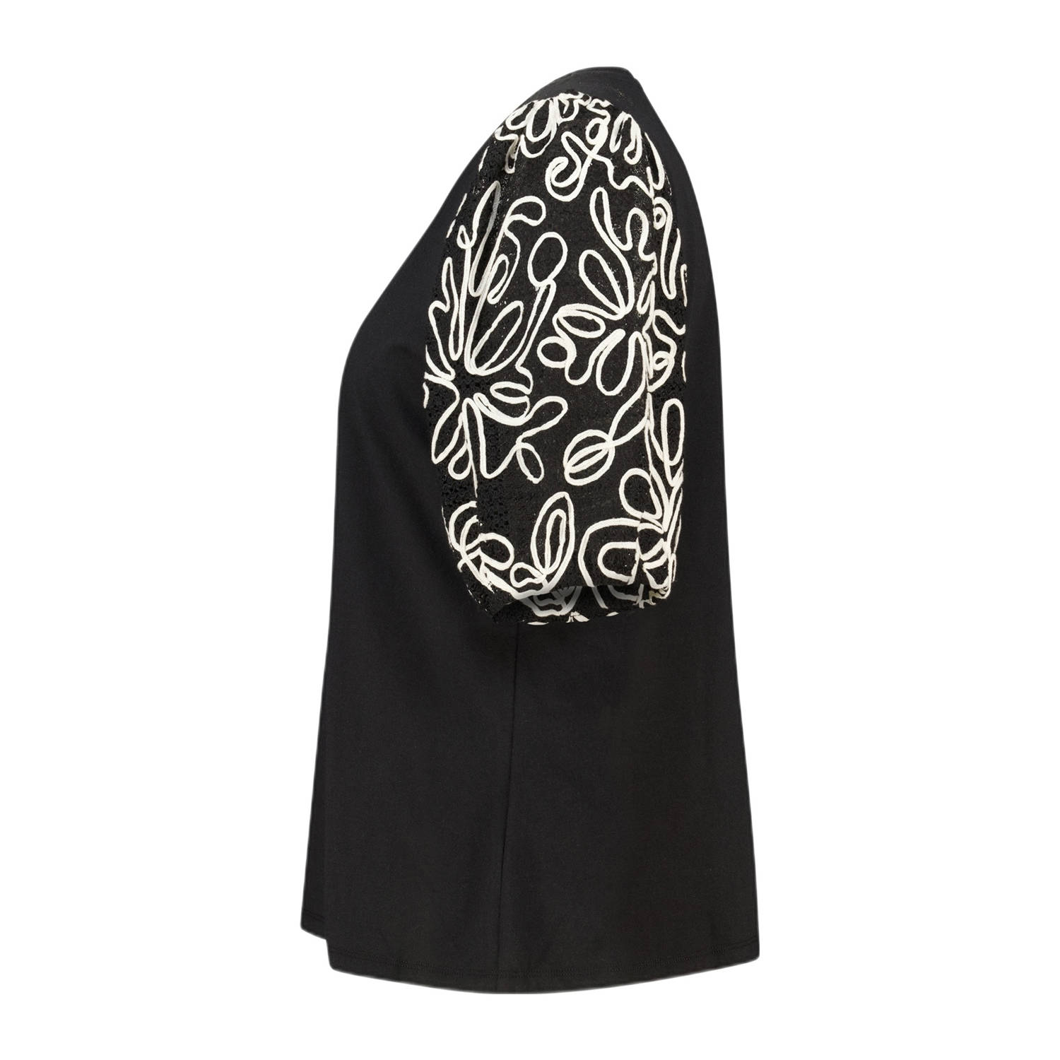 MS Mode top zwart broderie