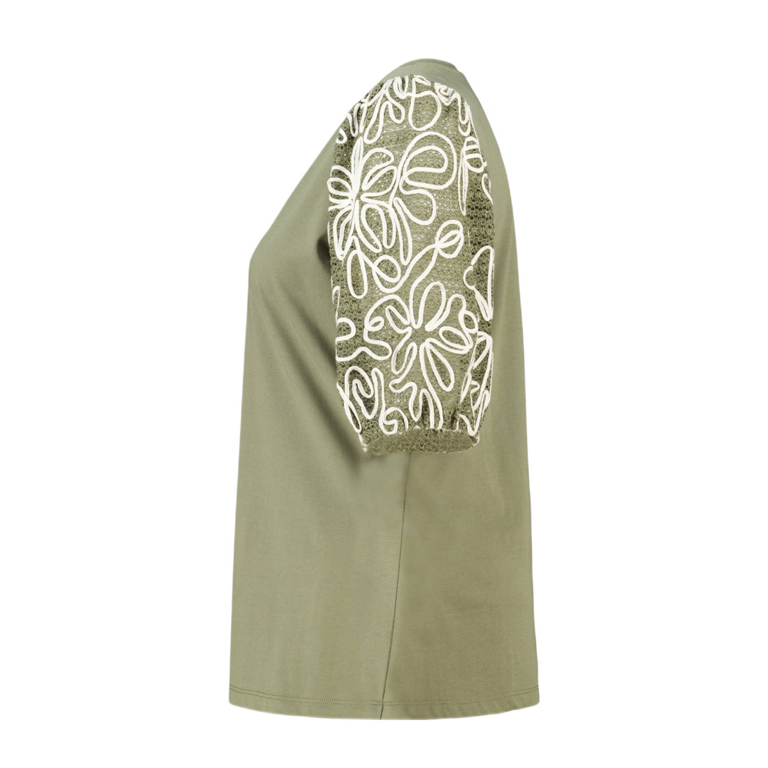 MS Mode top kaki broderie