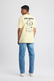 thumbnail: Lichtgele heren America Today regular T-shirt van katoen met backprint, korte mouwen en ronde hals