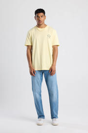 thumbnail: Lichtgele heren America Today regular T-shirt van katoen met backprint, korte mouwen en ronde hals