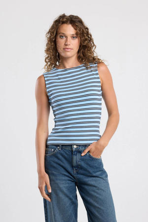 mouwloze top blauw