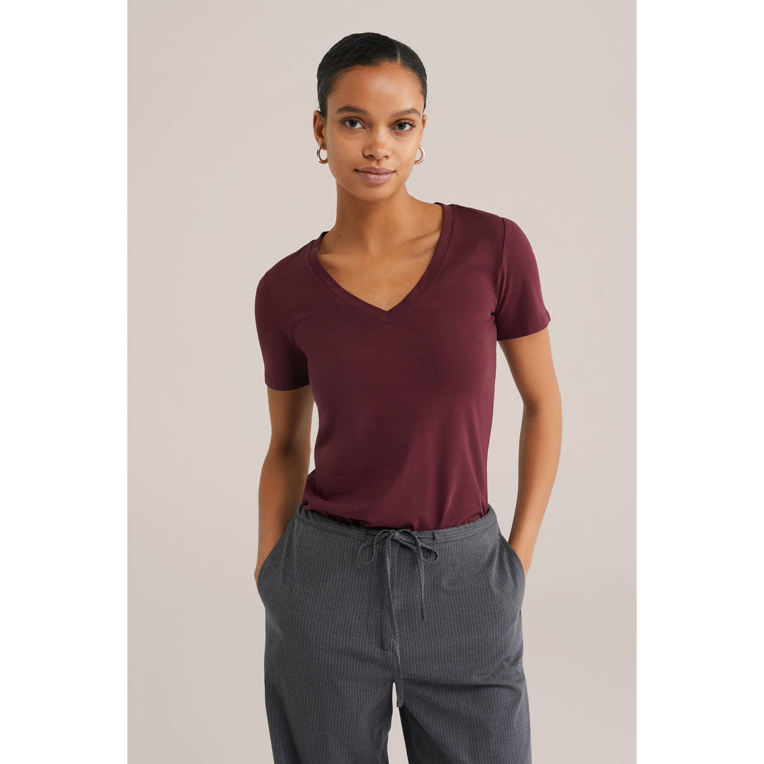 WE Fashion T-shirt donkerrood