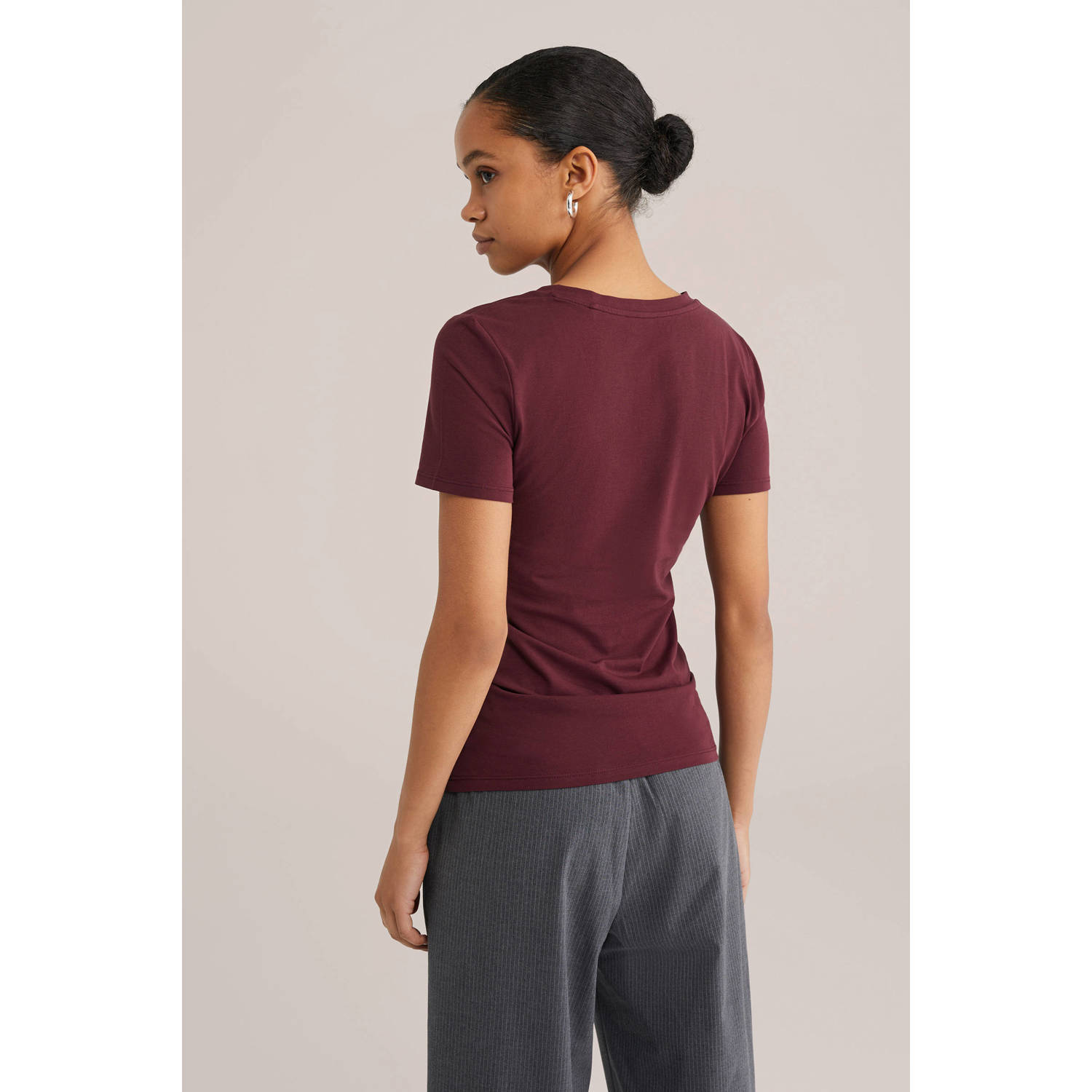 WE Fashion T-shirt donkerrood